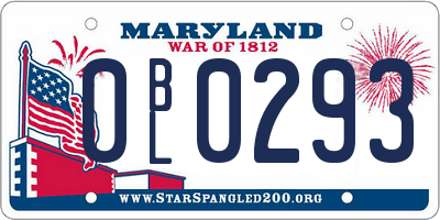 MD license plate 0BL0293