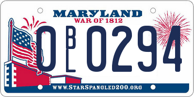MD license plate 0BL0294