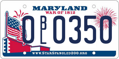 MD license plate 0BL0350