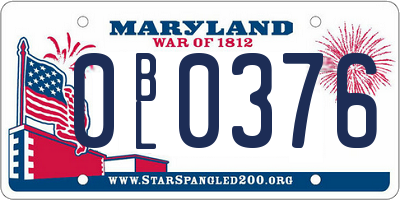 MD license plate 0BL0376