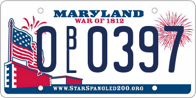 MD license plate 0BL0397