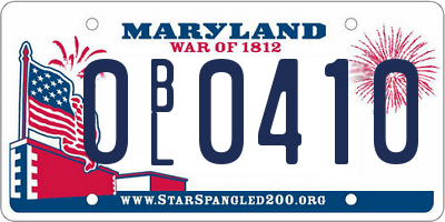 MD license plate 0BL0410