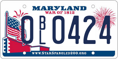 MD license plate 0BL0424