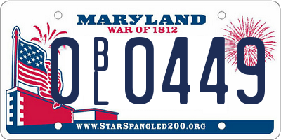 MD license plate 0BL0449