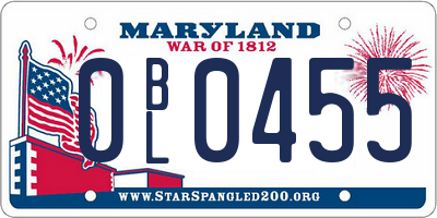 MD license plate 0BL0455