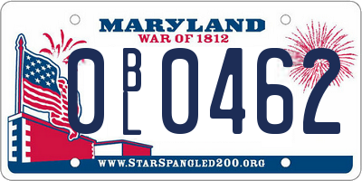 MD license plate 0BL0462