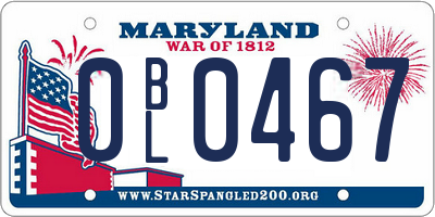 MD license plate 0BL0467