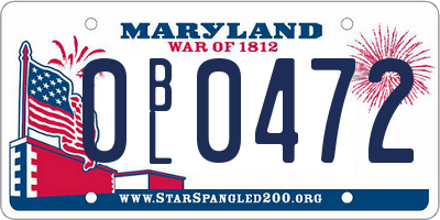 MD license plate 0BL0472