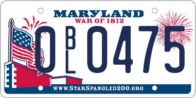 MD license plate 0BL0475