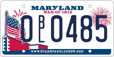 MD license plate 0BL0485