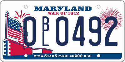 MD license plate 0BL0492