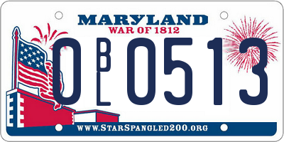 MD license plate 0BL0513