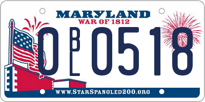 MD license plate 0BL0518