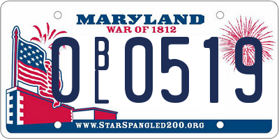 MD license plate 0BL0519