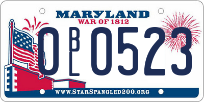 MD license plate 0BL0523