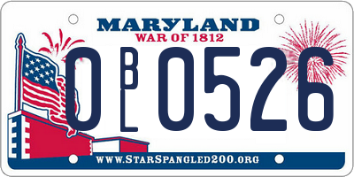 MD license plate 0BL0526