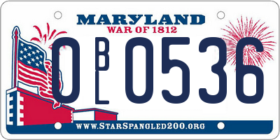MD license plate 0BL0536