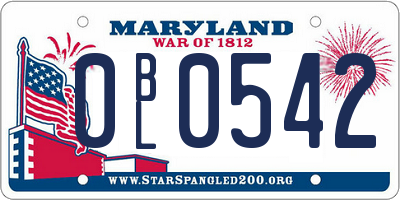MD license plate 0BL0542