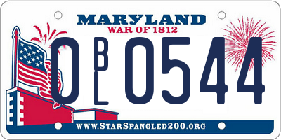MD license plate 0BL0544