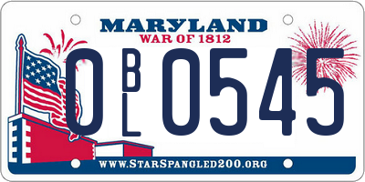 MD license plate 0BL0545