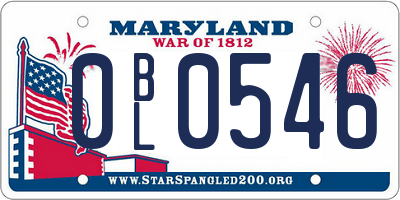 MD license plate 0BL0546
