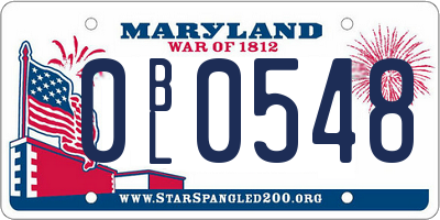 MD license plate 0BL0548