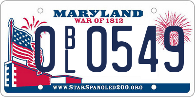 MD license plate 0BL0549