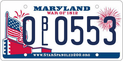 MD license plate 0BL0553