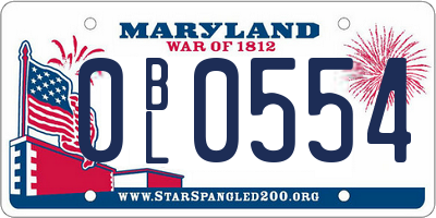MD license plate 0BL0554