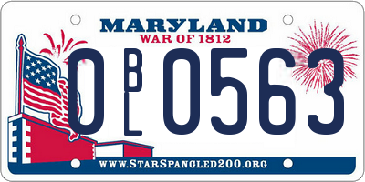 MD license plate 0BL0563