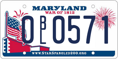 MD license plate 0BL0571