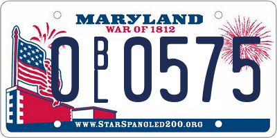 MD license plate 0BL0575