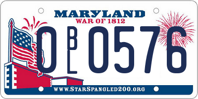 MD license plate 0BL0576