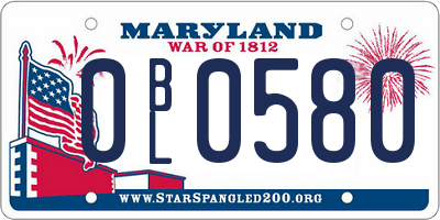 MD license plate 0BL0580