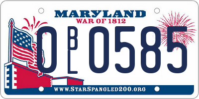 MD license plate 0BL0585