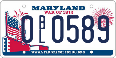MD license plate 0BL0589