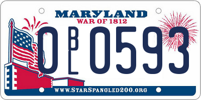 MD license plate 0BL0593