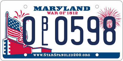 MD license plate 0BL0598