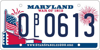 MD license plate 0BL0613