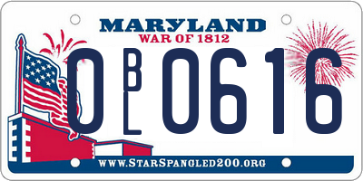 MD license plate 0BL0616