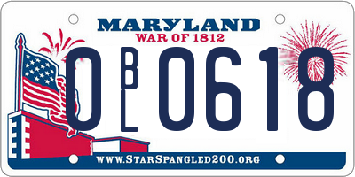 MD license plate 0BL0618
