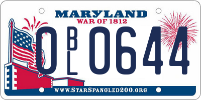 MD license plate 0BL0644