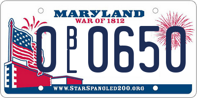 MD license plate 0BL0650