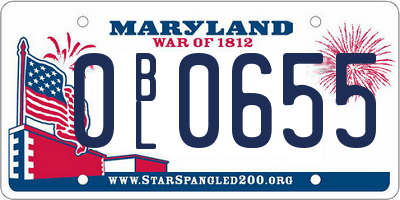 MD license plate 0BL0655