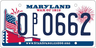 MD license plate 0BL0662