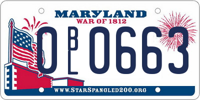 MD license plate 0BL0663