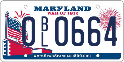 MD license plate 0BL0664