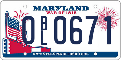 MD license plate 0BL0671