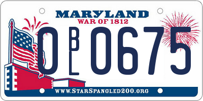 MD license plate 0BL0675