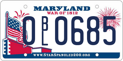 MD license plate 0BL0685